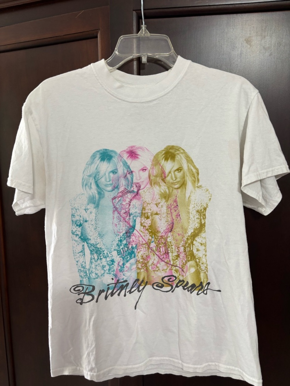 Britney Spears White Short-Sleeve Graphic Tee with Trio Portrait